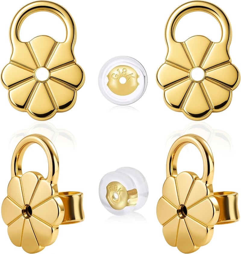 Goffing Earring Backs Replacements for Droopy Ears, Heavy Earrings Lifters, Locking Ear Support for Sensetive Skin, 6 Pairs - Image 1